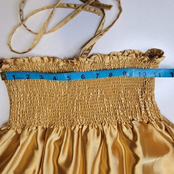 Gold Strapless Halter Tie Mini Dress  Size S/M - Picture 7 of 9